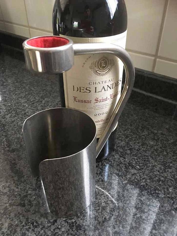 Vintage Brocante Silea France Verzilverd Wijnfleshouder, Antiek en Kunst, Curiosa en Brocante, Ophalen of Verzenden