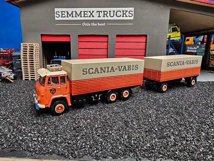 Tekno scania lb76 motorwagen met aanhanger, Hobby en Vrije tijd, Modelauto's | 1:50, Zo goed als nieuw, Bus of Vrachtwagen, Tekno