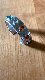 Zilveren manchet armband, Gebruikt, Overige kleuren, Ophalen of Verzenden, Met edelsteen