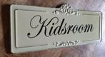 Deurbordje kinderkamer 'Kidsroom' 10 x 28 cm, vintage mooi!, Ophalen of Verzenden