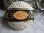 Brocante Frans Rond Zeep Tablet met Label - Savon Fugue 7 cm, Antiek en Kunst, Verzenden
