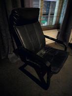 Zwartleren IKEA stoel, Huis en Inrichting, Stoelen, Ophalen, Gebruikt, Hout, Eén