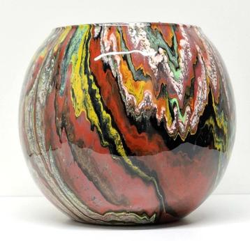 vaas gegoten uniek epoxy handmade kunst bolvaas pouring art beschikbaar voor biedingen