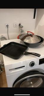 Wok met deksel en grilpan, Huis en Inrichting, Keuken | Potten en Pannen, Ophalen of Verzenden, Gebruikt, Wok
