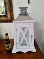 Grote houten lantaarn / windlicht wit (hoogte 48 cm), Huis en Inrichting, Woonaccessoires | Kandelaars en Kaarsen, Ophalen, 25 tot 50 cm