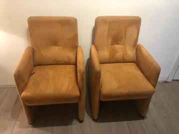 Set van 2 Stoelen , Suedine bekleed / Cognac beschikbaar voor biedingen