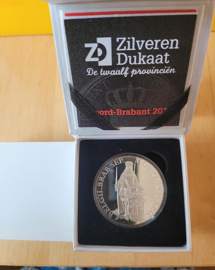 Zilveren Proof Dukaten Noord-Brabant 2015, Postzegels en Munten, Munten | Nederland, Losse munt, Overige waardes, Zilver, Ophalen of Verzenden