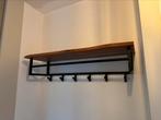 Wandkapstok industrieel met 6 haken - Acaciahout, Gebruikt, Minder dan 100 cm, Hout, Ophalen