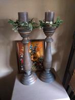 Grote houten kandelaars, Huis en Inrichting, Woonaccessoires | Kandelaars en Kaarsen, Ophalen, Zo goed als nieuw, Kandelaar, Hout