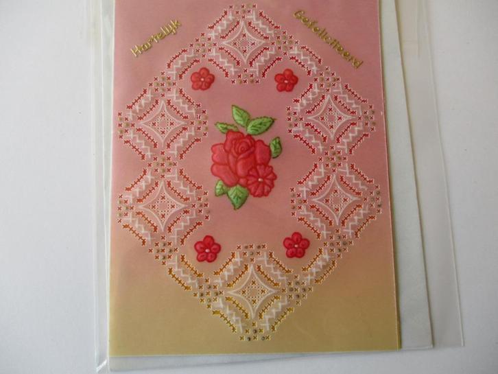 nr 99 pergamano felicitatie kaart, Hobby en Vrije tijd, Kaarten | Zelfgemaakt, Nieuw, Overige thema's, Ophalen of Verzenden
