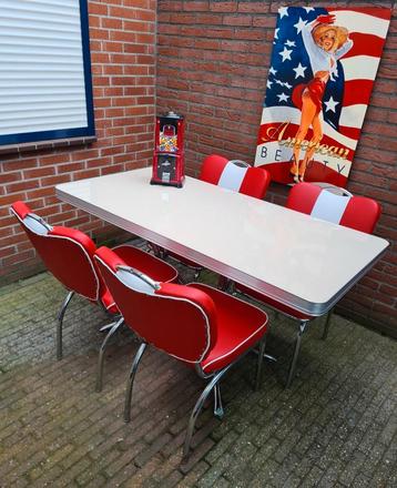 FIFTIES SIXTIES AMERIKAANSE BEL AIR DINER STOELEN MET TAFEL  beschikbaar voor biedingen