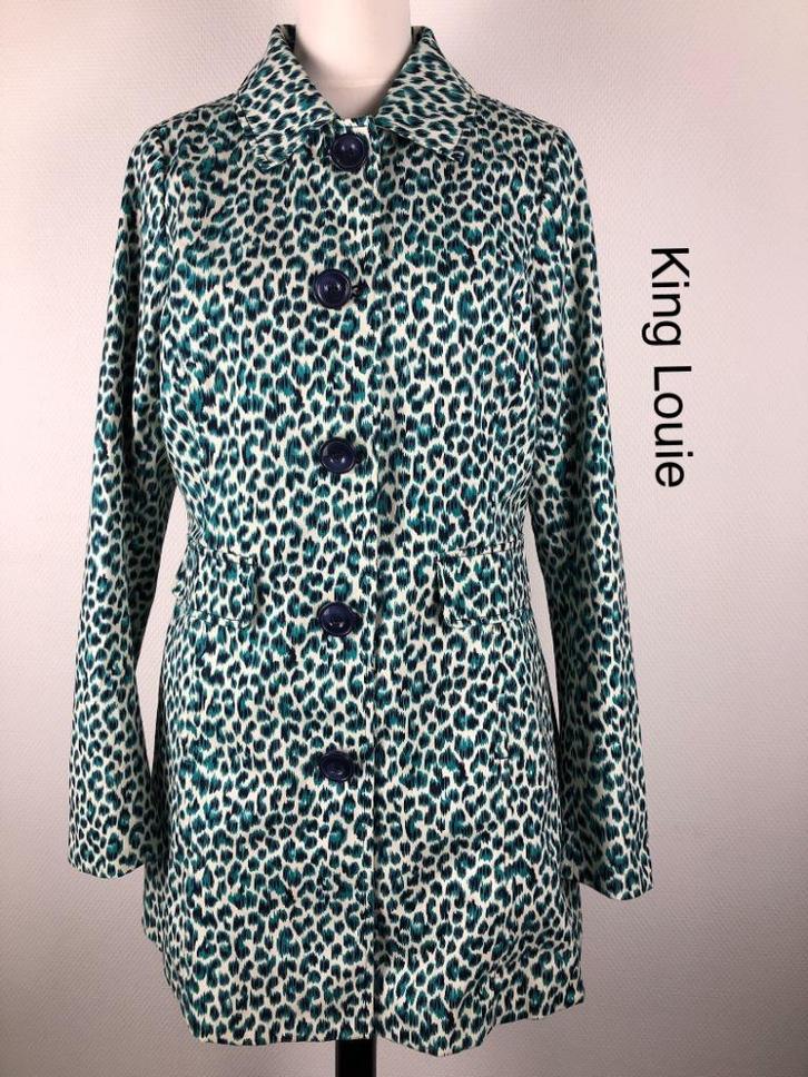King Louie Trenchcoat  (mt: 40) 27,7/7681, Kleding | Dames, Jassen | Winter, Zo goed als nieuw, Maat 38/40 (M), Groen, Ophalen of Verzenden
