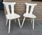2 stuks witte houten keukenstoelen, Ophalen, Gebruikt, Twee, Wit