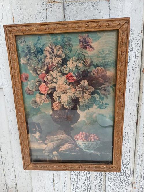 Stilleven, Frans prentje, schilderij, bloemen, portret, Antiek en Kunst, Curiosa en Brocante, Verzenden