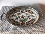Porseleinen dienblad met tinnen rand, Antiek en Kunst, Antiek | Porselein, Ophalen of Verzenden