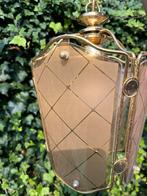 Vintage Gouden Hanglamp met Glas, Huis en Inrichting, Lampen | Hanglampen, Ophalen of Verzenden, Gebruikt, Glas, Minder dan 50 cm