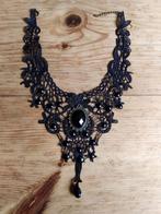 Victoriaans kanten hals sierraad en armband met rozenring, Ophalen, Overige materialen, Zwart, Nieuw