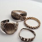 4 oude ringen zilver, Sieraden, Tassen en Uiterlijk, Ringen, 17 tot 18, Dame, Zo goed als nieuw, Zilver