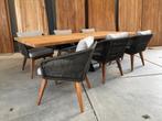 Dining set oud teak matrix of U poot "260" incl 6 Atanta, Tuin en Terras, Tuinsets en Loungesets, Ophalen, Nieuw, Teakhout, Eettafel
