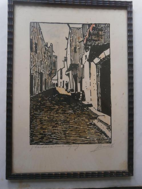 ALGERIJE ?, Mooie Kleuren Houtsnede, Zoekplaatje Mooi lijstj, Antiek en Kunst, Kunst | Litho's en Zeefdrukken, Ophalen