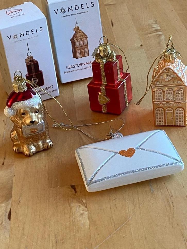 Vondels glazen Kerst hangers hond, huis, enveloppe, kado‘s, Diversen, Kerst, Zo goed als nieuw, Ophalen of Verzenden
