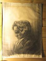 393> Ludwig van Beethoven : portret in houtskool gesigneerd, Verzenden