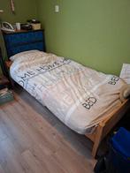 Houten bed 90x200 met matras en dekbed, Ophalen, 90 cm, Eenpersoons, Bruin