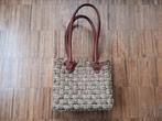 Leuk rieten handtasje met leder afgewerkt, Ophalen of Verzenden, Gebruikt, Overige kleuren, Handtas