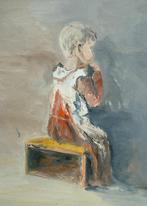 olieverf schilderij kind op bankje met lijst, Ophalen