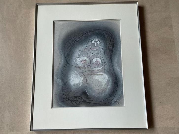 Semi abstract gehurkt vrouwelijk naakt van Rien Timmers, Antiek en Kunst, Kunst | Schilderijen | Modern, Verzenden