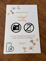 Unplugged ceremony bord bruiloft en meer, Ophalen of Verzenden, Zo goed als nieuw, Versiering, Geboorte of Huwelijk