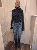 Phard koetsierbloes blouse bloesje S ruches roezels, Ophalen of Verzenden, Zo goed als nieuw, Grijs, Lang