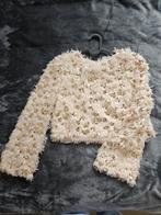 Blouse met pailletten en veren - feestelijk!, Beige, Ophalen of Verzenden, Jasje, Maat 36 (S)