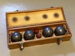 Jeu de Boules petanque set van vier speelballen, 2 buts etc, Ophalen of Verzenden, Gebruikt