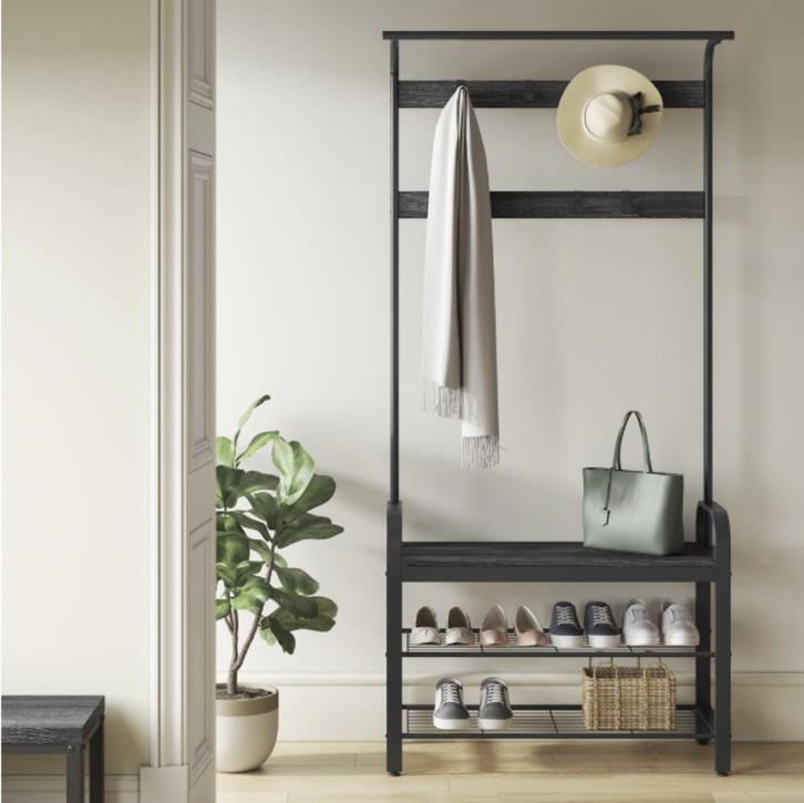 Schoenenrek - Zwart - Metaal/- 84x34x183, Huis en Inrichting, Woonaccessoires | Wanddecoraties, Nieuw, Ophalen