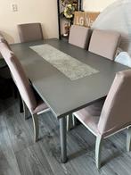 Eettafel met 6 stoelen, Ophalen, Zo goed als nieuw, 4 tot 6 stoelen