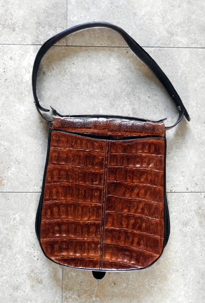 damestas van krokodillenleer, Sieraden, Tassen en Uiterlijk, Tassen | Damestassen, Zo goed als nieuw, Handtas, Bruin, Ophalen of Verzenden