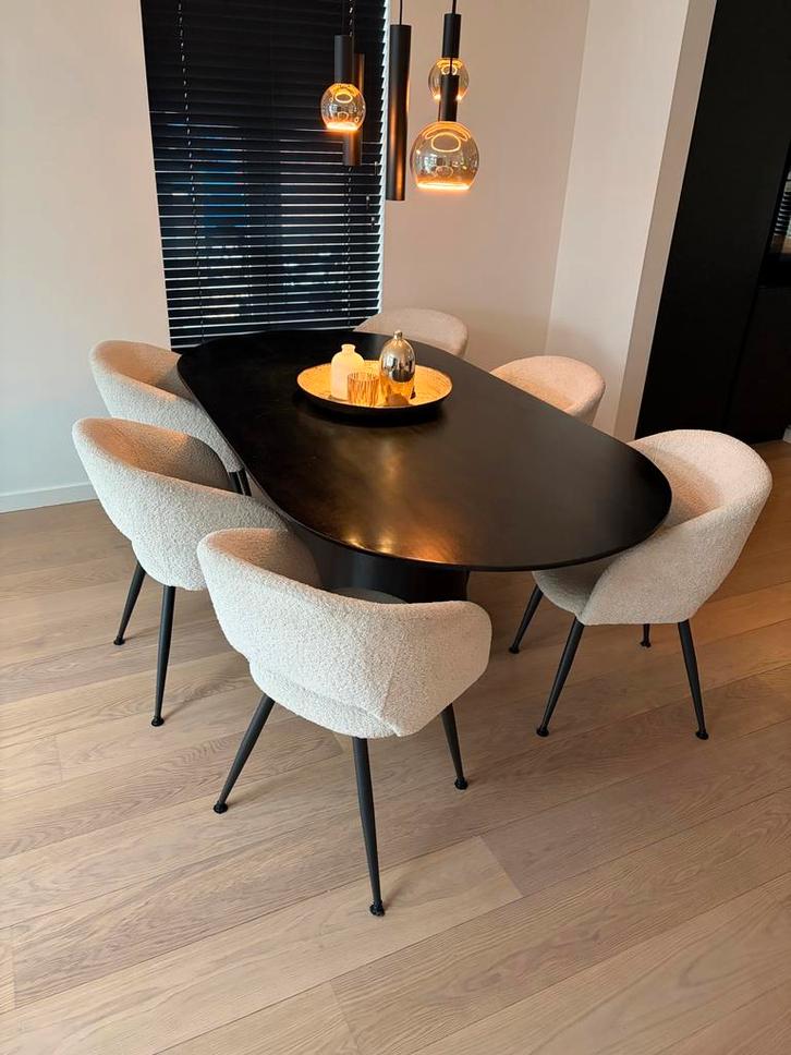 6 Teddystoelen + Tafel & Lamp (Optioneel), Huis en Inrichting, Stoelen, Gebruikt, Vijf, Zes of meer stoelen, Metaal, Stof, Overige kleuren