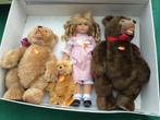 leuke en unieke set van Steiff ; Goldylocks met de 3 beren., Verzamelen, Poppen, Ophalen of Verzenden, Zo goed als nieuw, Pop