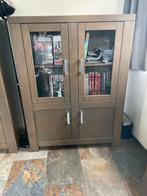 2 Eikenhouten Vitrinekasten - Bruin Grijs, Huis en Inrichting, Kasten | Dressoirs, Gebruikt, 100 tot 150 cm, Eikenhout, Ophalen of Verzenden