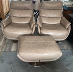Himolla lederen draaifauteuils met hocker, Ophalen, Minder dan 75 cm, Leer, Zo goed als nieuw