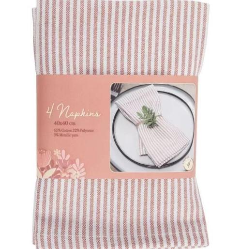 Partij 4-packs servetten met metallic draad 40x40cm, Huis en Inrichting, Tafelkleden, Nieuw, Rechthoek, Ophalen of Verzenden