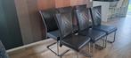 HVS eetkamerstoelen grijs leer totaal 8 stuks, Huis en Inrichting, Ophalen, Leer, Zo goed als nieuw, Grijs