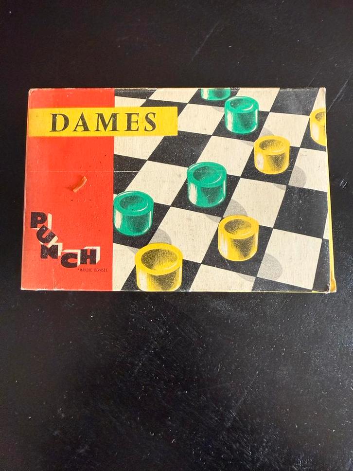 Vintage Damspel 'Punch' - Jaren 50 - Nieuw in Doos, Hobby en Vrije tijd, Gezelschapsspellen | Bordspellen, Nieuw, Een of twee spelers