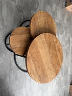 Salon tafel old teak, Ophalen, 50 tot 100 cm, Rond, 50 tot 100 cm