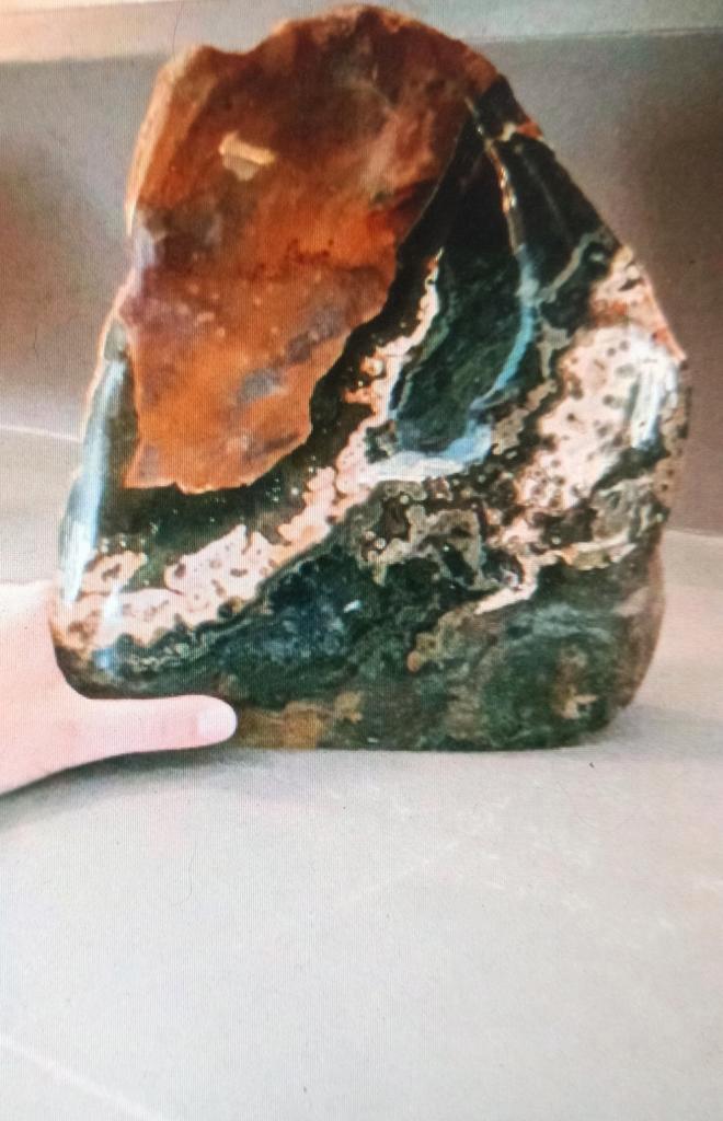 Zilveren hanger met een Landschap Jaspis steen., Verzamelen, Mineralen en Fossielen, Verzenden
