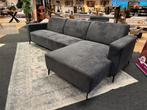 Hoekbank grijze ribstof 275x150 Direct/Leverbaar E-6022