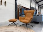 Nieuw Eyye Puuro Fauteuil met Poef Loxton Cave leer Stoel