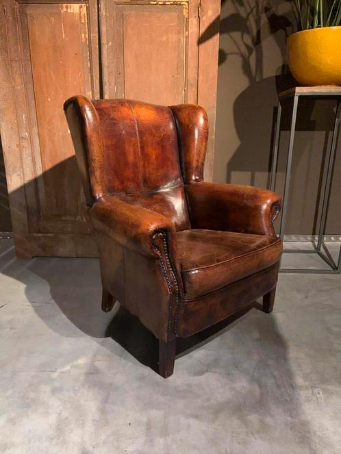 Schapenleren fauteuil in zeer nette staat, Huis en Inrichting, Fauteuils, Zo goed als nieuw, Leer, 75 tot 100 cm, Ophalen of Verzenden