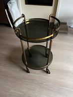 Vintage Serveerwagen met Glazen Bladen, Huis en Inrichting, Ophalen, Rond, Minder dan 50 cm, 50 tot 100 cm